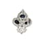 ‘FLEUR DE LYS’ 14K WHITE GOLD, DIAMOND AND SAPPHIRE BROOCH