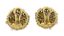 BOUCLES D’OREILLES À CLIP VINTAGE EN OR JAUNE 18K PERLES, SAPHIRS ET RUBIES, ANNÉES 1980