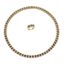 SET OF 18K YELLOW GOLD 7 CT. DIAMOND AND 7 CT. RUBY NECKLACE AND RING, 1980s
