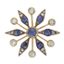 BROCHE PENDENTIF EN OR ET ARGENT DORE DIAMANTS, SAPHIRS ET PIERRES DE LUNE