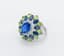 NATURAL SAPPHIRE, DIAMOND, TOPAZ, PERIDOT AND 18K WHITE GOLD COCKTAIL RING