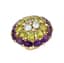 COCKTAIL RING 18K YELLOW GOLD, DIAMOND, AMETHYST, PERIDOT, AQUAMARINE