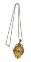 CHAÎNE ANCIENNE EN OR JAUNE 18K AVEC PENDENTIF/BROCHE AJOURÉE, 19EME SIECLE