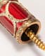 FABERGE
JEWELLED GOLD, GUILLOCHÉ ENAMEL AND BOWENITE PARASOL OR CANE HANDLE, ENCRUSTED WITH 12 ROSE-CUT DIAMONDS 