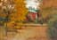 PETRO LEVCHENKO (1859-1917)
Lady and a red house surrounded by an autumnal garden