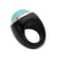 18K WHITE GOLD, ONYX, TURQUOISE RING