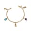 14K YELLOW GOLD, DIAMOND, TOPAZ AND AMETHYST CHARMS BRACELET