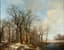 HENDRIKUS VAN DE SANDE BAKHUYZEN (1795-1860)
A winter landscape with hunters on a path along a stream