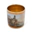 PORCELAIN LITRON SHAPED CUP DECORATED WITH VIEW OF A MEDITERRANEAN PORT