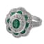 ‘FLOWER’ WHITE GOLD, DIAMONDS AND EMERALDS RING