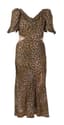 DE LA VALI GLADYS LEAOPARD AND PINK LACE MIDI DRESS