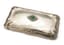 SILVER JEWELLERY BOX WITH SCROLLED DECORATION AND MALACHITE CABOCHON
