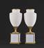 A fine pair of ovoid ormolu-mounted opal glass vases