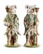 PAIR OF CERAMIC CANDLESTICKS BULLDOGS IN LIVERY SUIT