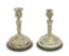 KURLYUKOV PAIR OF SILVER TABLE CANDLESTICKS DECORATED WITH BLACK GRANITE AND ROCAILLE MOTIFS
Factory of O. F. Kurlyukov, Russia, Moscow, circa 1880