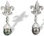 PAIRE DE BOUCLES D’OREILLES 'FLEUR DE LYS' EN OR GRIS, BRILLANTS, PERLES NOIRES DE TAHITI
