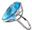 18K WHITE GOLD GIRANDOLE EARRINGS SET AND RING WITH IMPORTANT BLUE TOPAZES