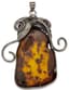 SILVER AND HERBAL AMBER PENDANT