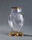 BACCARAT CRYSTAL ENGRAVED VASE WITH GILT RIM AND GILT-MOUNTED BASE