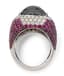 18K WHITE GOLD, DIAMOND AND RUBIE RING