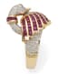 'SWAN' 14K YELLOW GOLD, DIAMOND AND RUBY RING