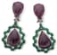18K BLACK GOLD, DIAMOND, EMERALD AND RUBY ROOT PENDANT EARRINGS