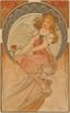 ALPHONSE MUCHA (1860-1939)
Lot of four lithographs- series 'Les Arts': Poetry, Dance, Painting, and Music