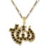 PENDENTIF DOUBLE FACE EN OR JAUNE 18K, SAPHIRS ET RUBIS ET CHAINE OR JAUNE 14K