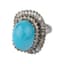 ANTIQUE WHITE GOLD, DIAMONDS AND TURQUOISE RING