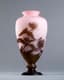 ROMANIAN ART NOUVEAU VASE, AFTER GALLÉ, IN
PINK AND BROWN CAMEO GLASS WITH FLOWER
DECORATION, CIRCA 1970