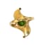 FABERGE 18K YELLOW GOLD, ENAMEL, DEMANTOID GARNET, DIAMOND RING
Russia, circa 1900
