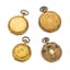 SET OF FOUR ANTIQUES GOLD-PLATED OPEN FACE POCKET WATCHES