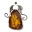 SILVER AND HERBAL AMBER PENDANT