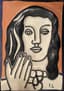 FERNAND LÉGER (1881-1955), AFTER
Visage à une main sur fond ocre/ Portrait of Nadia Léger (?)