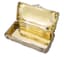 SILVER JEWELLERY BOX WITH SCROLLED DECORATION AND MALACHITE CABOCHON