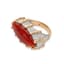 18K WHITE AND YELLOW GOLD, CORAL, DIAMOND RING