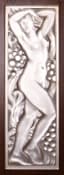 LALIQUE THREE-LEAF WOODEN FOLDING SCREEN WITH COLOURLESS CRYSTAL PANELS