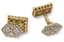 18K YELLOW GOLD, DIAMOND AND EMERALD CUFFLINKS