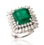 PLATINUM, DIAMOND AND EMERALD RING