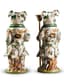PAIR OF CERAMIC CANDLESTICKS BULLDOGS IN LIVERY SUIT