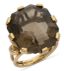 BAGUE VINTAGE EN OR JAUNE 18K ET QUARTZ FUMÉ