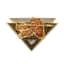 ART DECO STYLE 18K YELLOW GOLD, DIAMOND, CORAL AND BLACK ONYX BROOCH