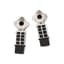 SILVER, ONYX AND MARCASITE PENDANT EARRINGS