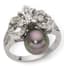 18K WHITE GOLD, DIAMOND AND BLACK PEARL RING