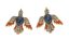 HIRONDELLE’ BOUCLES D’OREILLES EN OR JAUNE ET ARGENT DORE DIAMANTS, SAPHIRS, CORAIL ET TOURMALINES