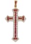 18K YELLOW GOLD, DIAMOND AND RUBY CROSS