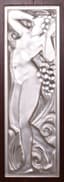 LALIQUE THREE-LEAF WOODEN FOLDING SCREEN WITH COLOURLESS CRYSTAL PANELS