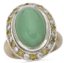BAGUE EN OR JAUNE 18K CHRYSOPRASE, DIAMANTS ET SAPHIRS JAUNES