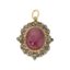 [SANS RESERVE]
PENDENTIF EN OR JAUNE 14K ET ARGENT DORE DIAMANTS, RUBIS ET EMERAUDES