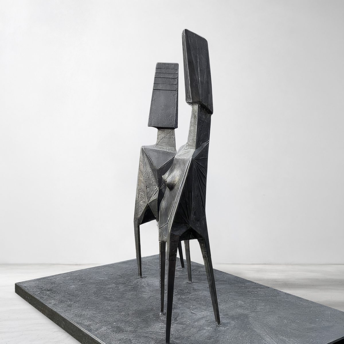 High Hat Man and High Hat Woman — three-quarter view